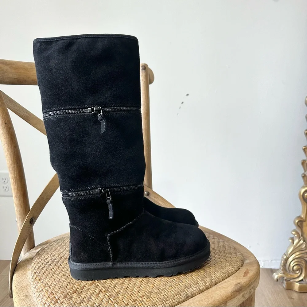 NWT Ugg Classic Ultra Tall Zip To Mini Short Boot Black
